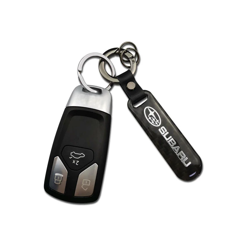 Carbon Fiber Car Key Chains Auto Logo Keychain Key Ring for Subaru Forester Impreza Tribeca WRX BRZ DRL XV STI Outback Legacy