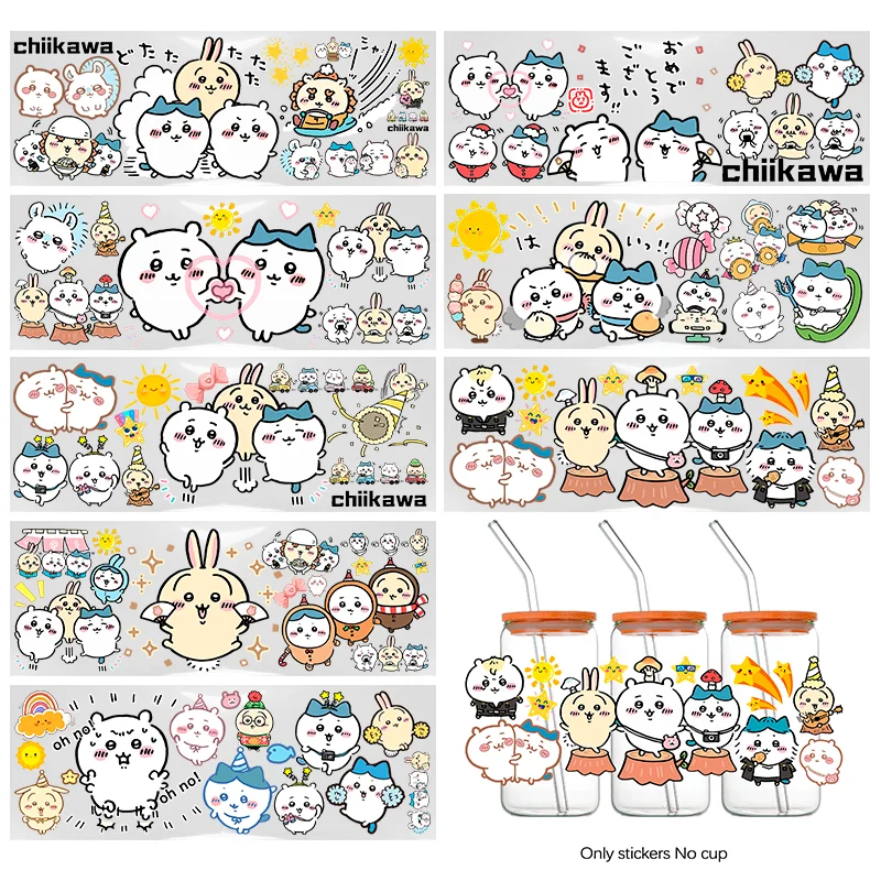 

Chiikawa DIY Decals Transfers Uvdtf Crystal Stickers Hachiware Usagi 16OZ UV Dtf Tumbler Cup Sticker Momonga DIY Wraps Sticker