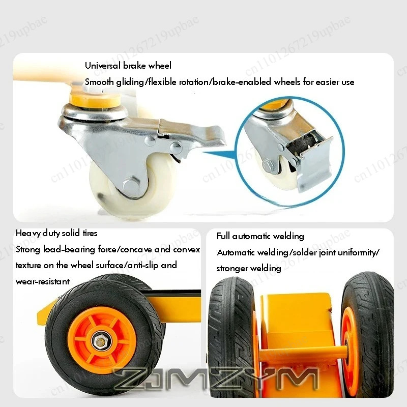 Heavy Duty 4 Wheel Marble Transport Trolley 85mm Groove Width Universal Casters Loading Handling Cart for Stone Transportation