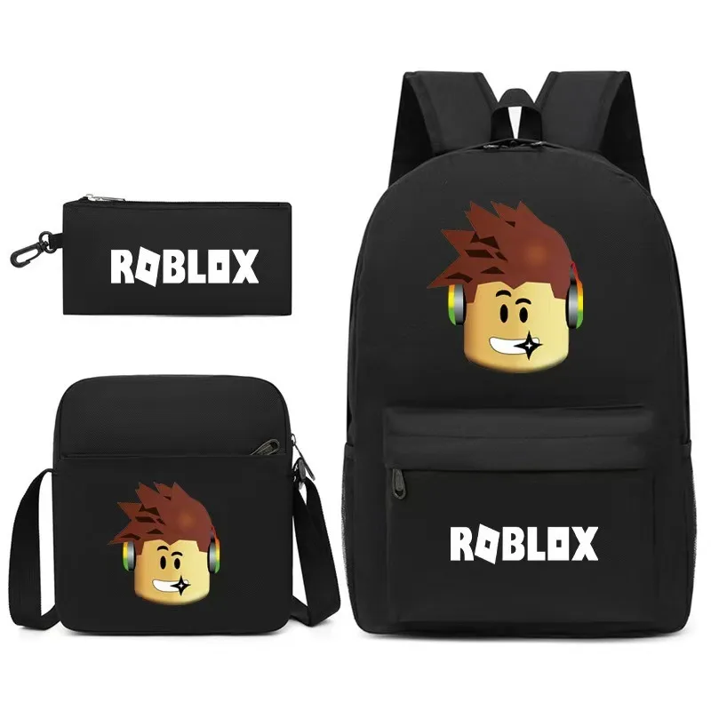 ชุด 3 ชิ้น กระเป๋าเป้สะพายหลังลายเกม ROBLOX ขนาด 17 นิ้ว + กระเป๋าสะพายข้าง + กล่องใส่ปากกา ลายการ์ตูน กระเป๋าเป้ลำลองความจุเยอะ ของขวัญวันเกิด