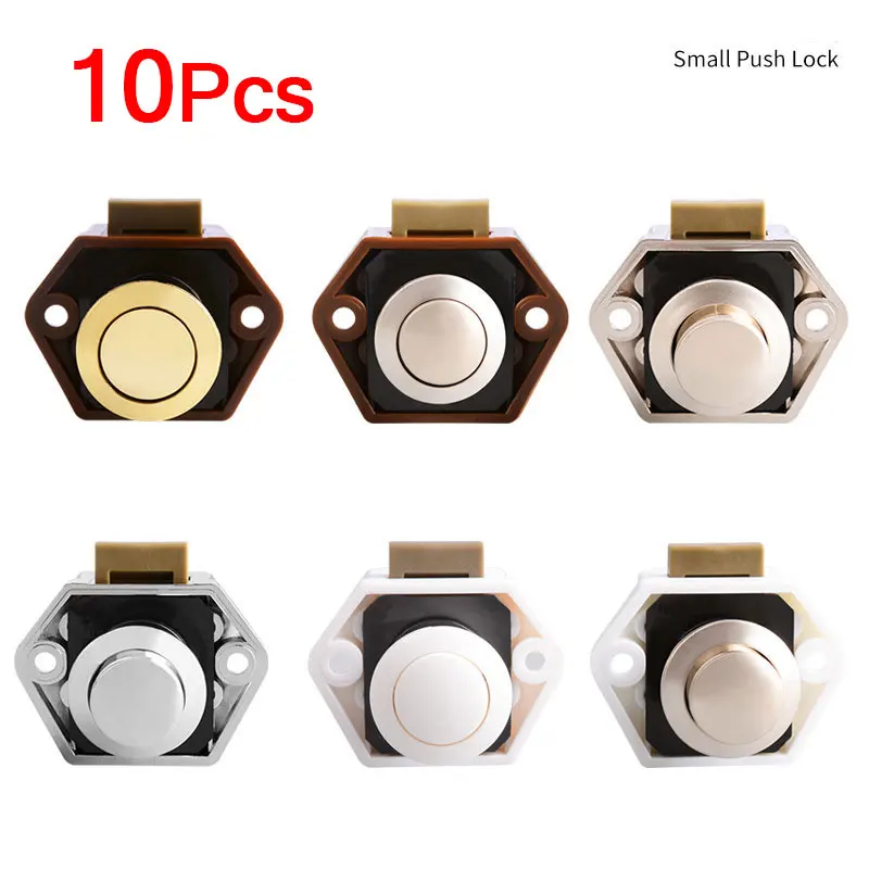 10PCS Diameter 20mm Camper Car Push Lock Caravan Boat Drawer Latch Button RV Locks Cabinet Furniture Door Lock Hardware