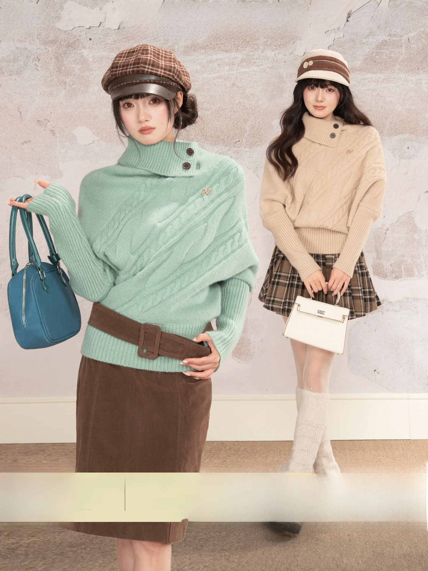 

Женский свитер Heynew оверсайз с рукавами «летучая мышь», теплый, цвета «озерно-голубой», в винтажном стиле, новинка зимы, свободный крой