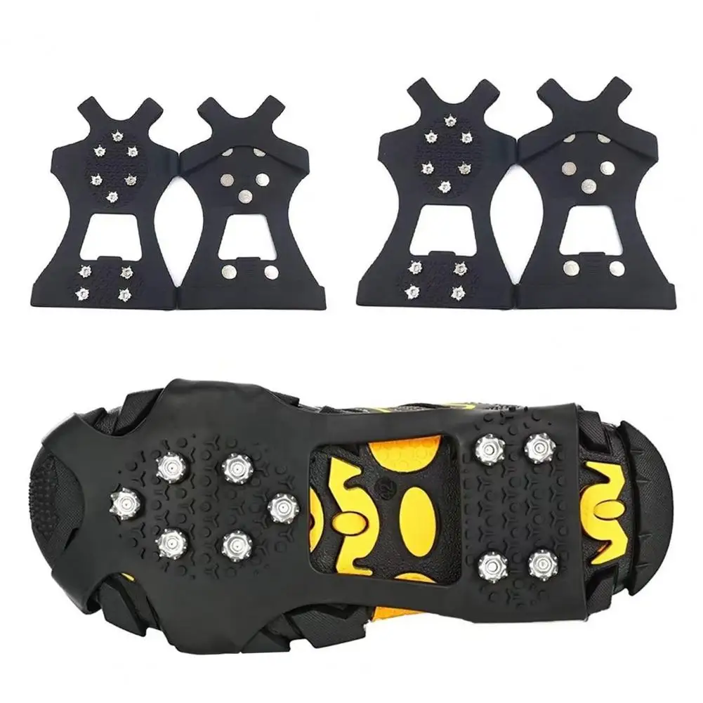 1 Pair Shoes Crampons With 10 Steel Teeth Shoes Spikes Snow Traction Ice Cleat Walking Climbing Hiking Winter Boots Grippers