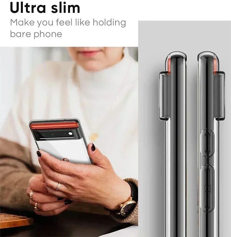 Clear Phone Case For Google Pixel 8 6 7 9 Pro 8A 5A 7A 5 6A 4A Silicone Back Cover Ultra Slim Thin Soft Transparent TPU Conques