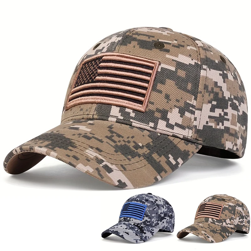 Unisex US Flag Embroidered Army Baseball Caps Spring and Autumn Outdoor Adjustable Casual Hats Sunscreen Hat