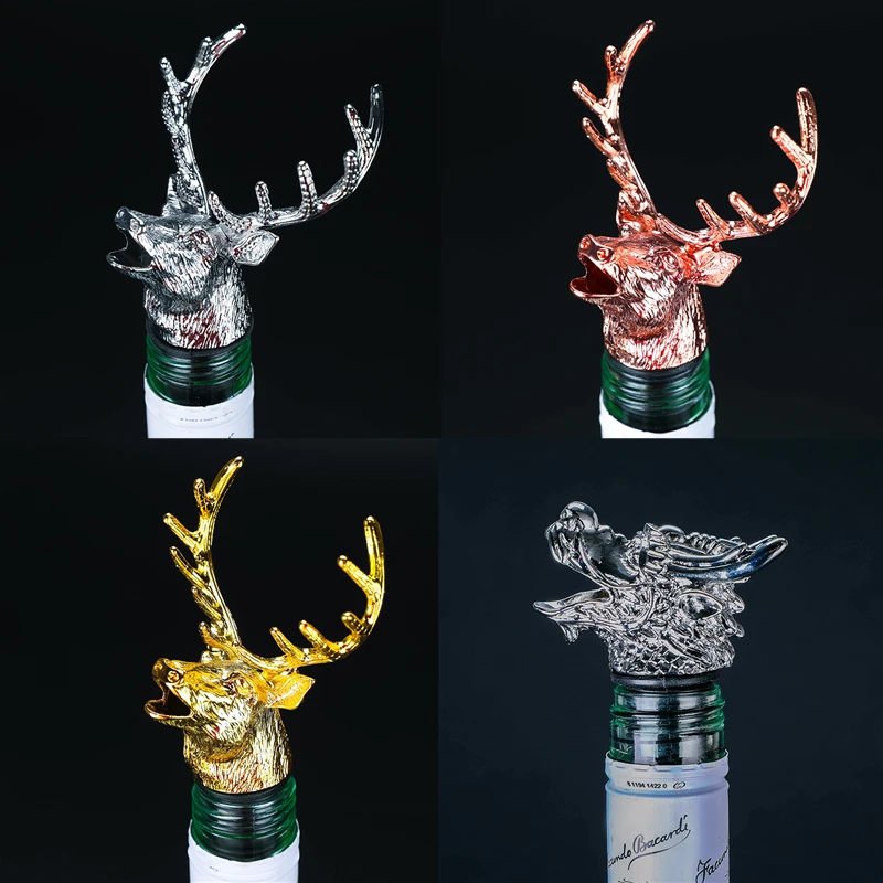 Wine Bottle Pourer Stopper Stainless Steel Deer Stag Head Dragon Head Unique Wine Aerators Bar Tools Barware