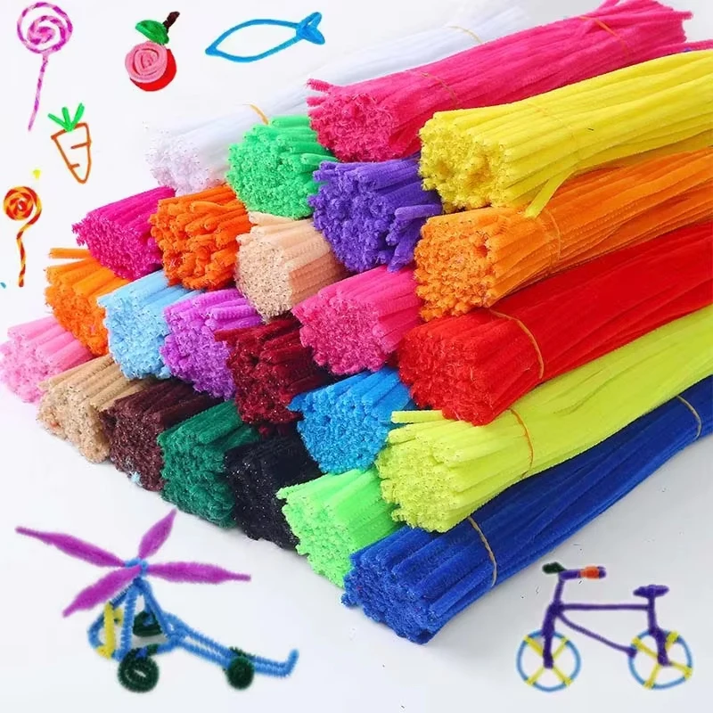 100/50Pcs Colorful Chenille Stems Pipe Cleaners Kids Educational Toys Handmade Plush Tinsel Twist Sticks For DIY Craft Supplies