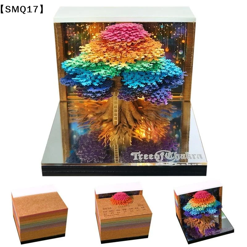 Time Piece Calendar 2027 Desk Calendar With LED Light 3D Tear-away Calendar Paper Carving Art Memo Pad Notepad Home Decor【SMQ】