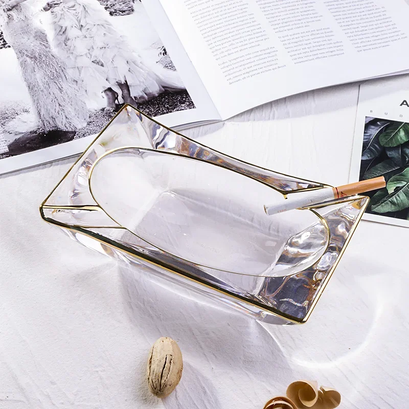 Phnom Penh Transparent Glass Ashtray Square/triangle/ Boat Shape Ash Storage Box Decorative Ornaments Crystal Soot Tray