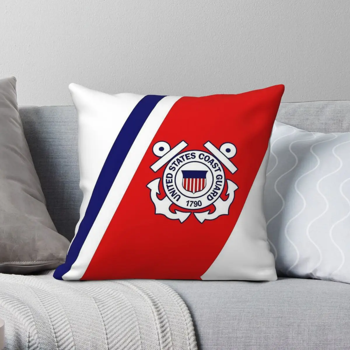 United States Coast Guard Square Pillowcase Polyester Linen Velvet Printed Zip Decorative Home Cushion Case