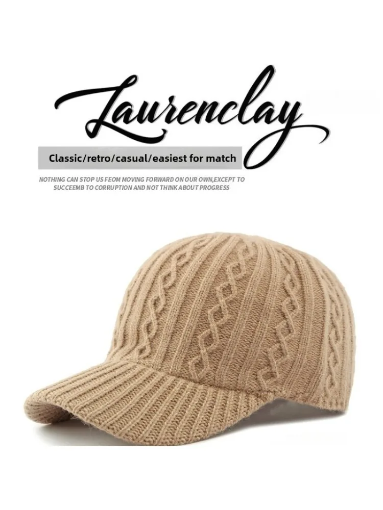 1 Stück einfarbige gestrickte Baseballmütze für Damen, modische Strickmütze, gerippte Totenkopfmütze mit Pferdeschwanzloch für den täglichen Gebrauch, Winter und Herbst