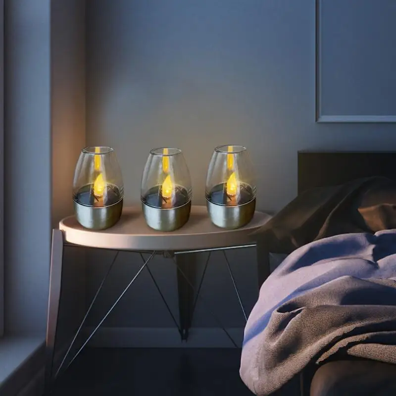 

Solar Candle Light Flameless LED Night Lights Stainless Steel Waterproof Lawn Light Outdoor Garden Birthday Party Decor