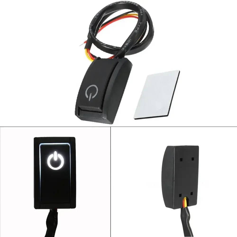 Button Latching Button Switch Double-sided Adhesive Tape Plastic 2.4W White LED ON/OFF 3.6*2.1*1cm LED Light Push