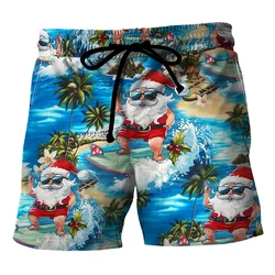 2025 New Christmas Men's Swim Trunks Santa Claus Mens 3D Print Short Pants For Men Clothes Casual Xmas Surfing Trousers Bermudas