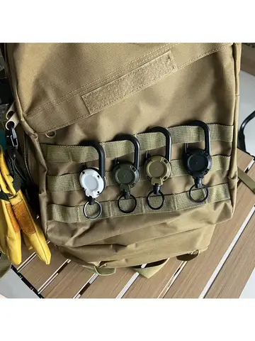 1/2/4pcs Extendable Retractable Holders Keychain Badge Reels Heavy Duty Clip With Carabiner Key Chain For Men Outdoor Bags