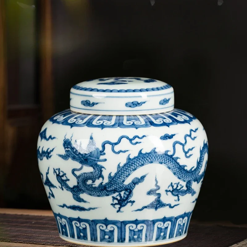 Ceramic vase blue and white porcelain general tank home storage tank living room coffee table decorative porcelain vase