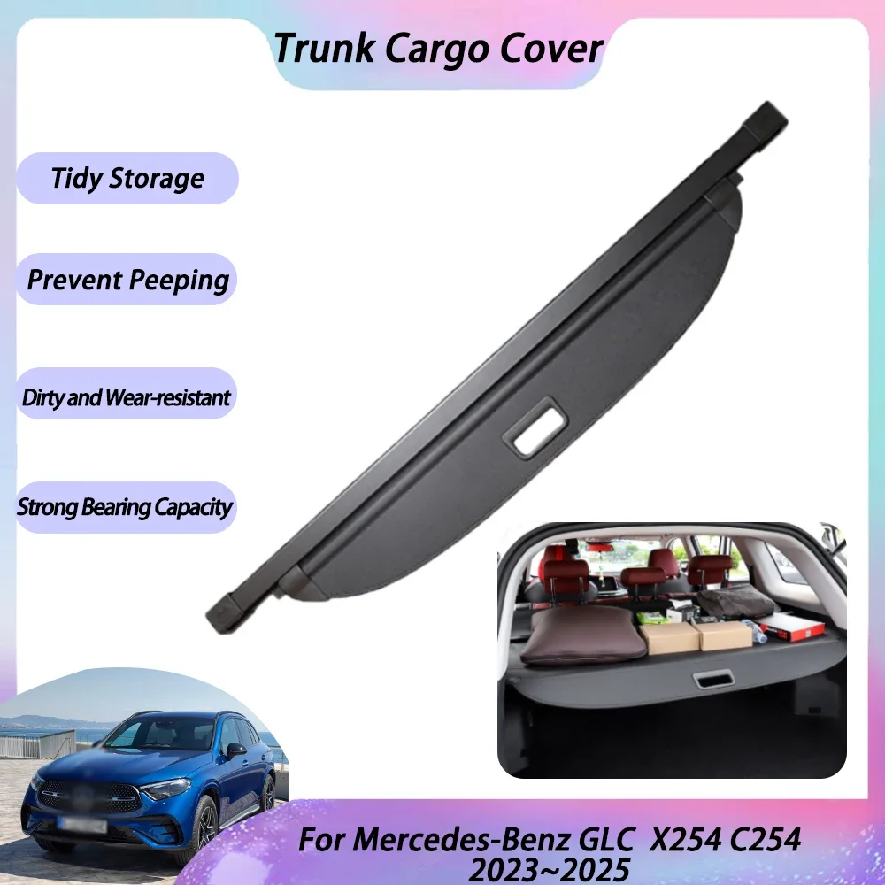 

Trunk Cargo Cover For Mercedes-Benz GLC X254 C254 2023 2024 2025 Rear Luggage Shield Shade Curtain Partition Board Accessories