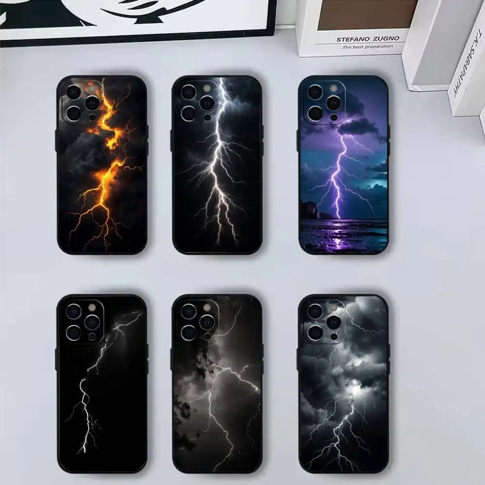 

Dark night lightning Phone Case For iPhone 17, 16,15,14,13,12,11 Plus,Pro Max, Others Soft Black Cover