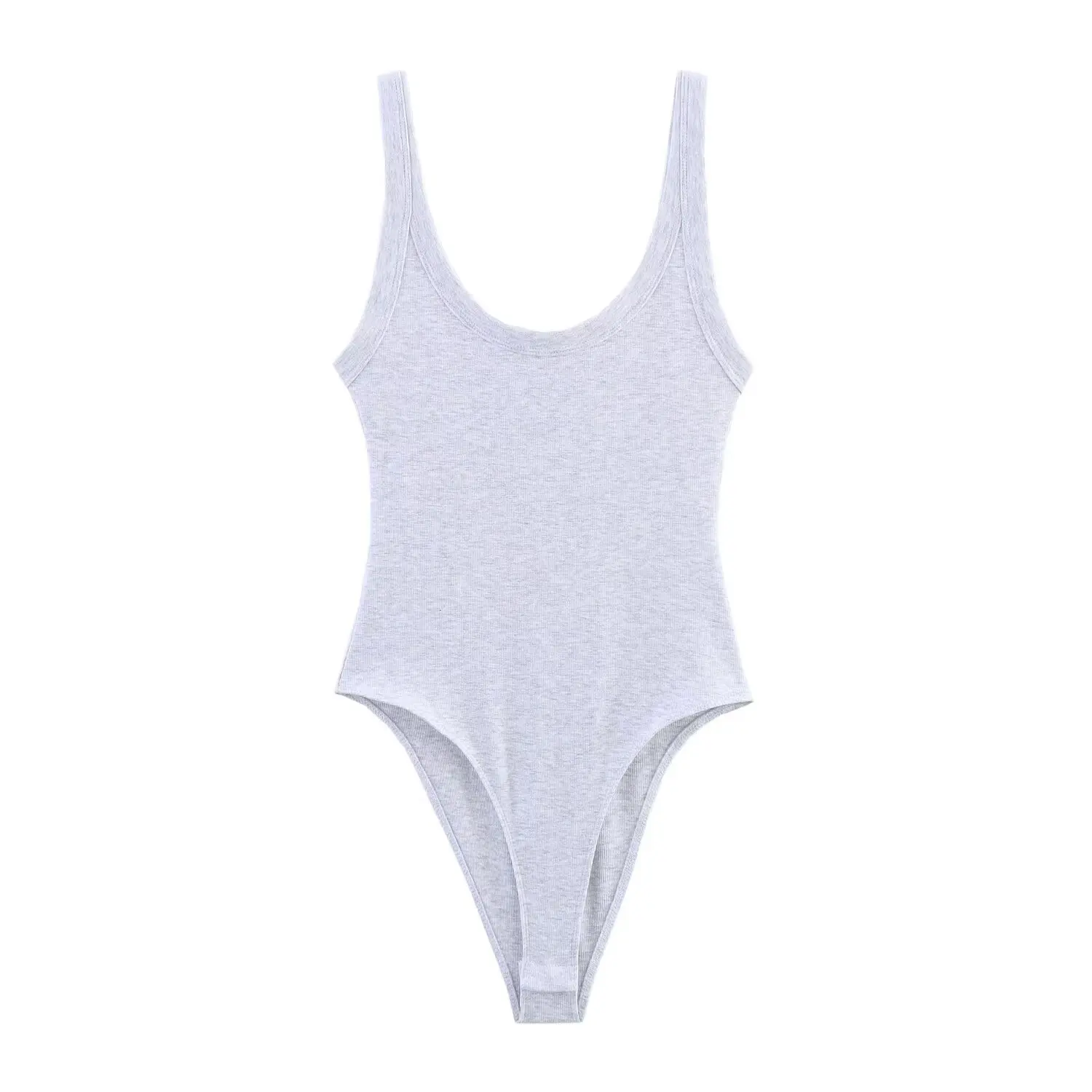 BSK&TRAF Tuta estiva con tracolla quadrata a coste miste 2025 Top tinta unita slim moda donna nuova