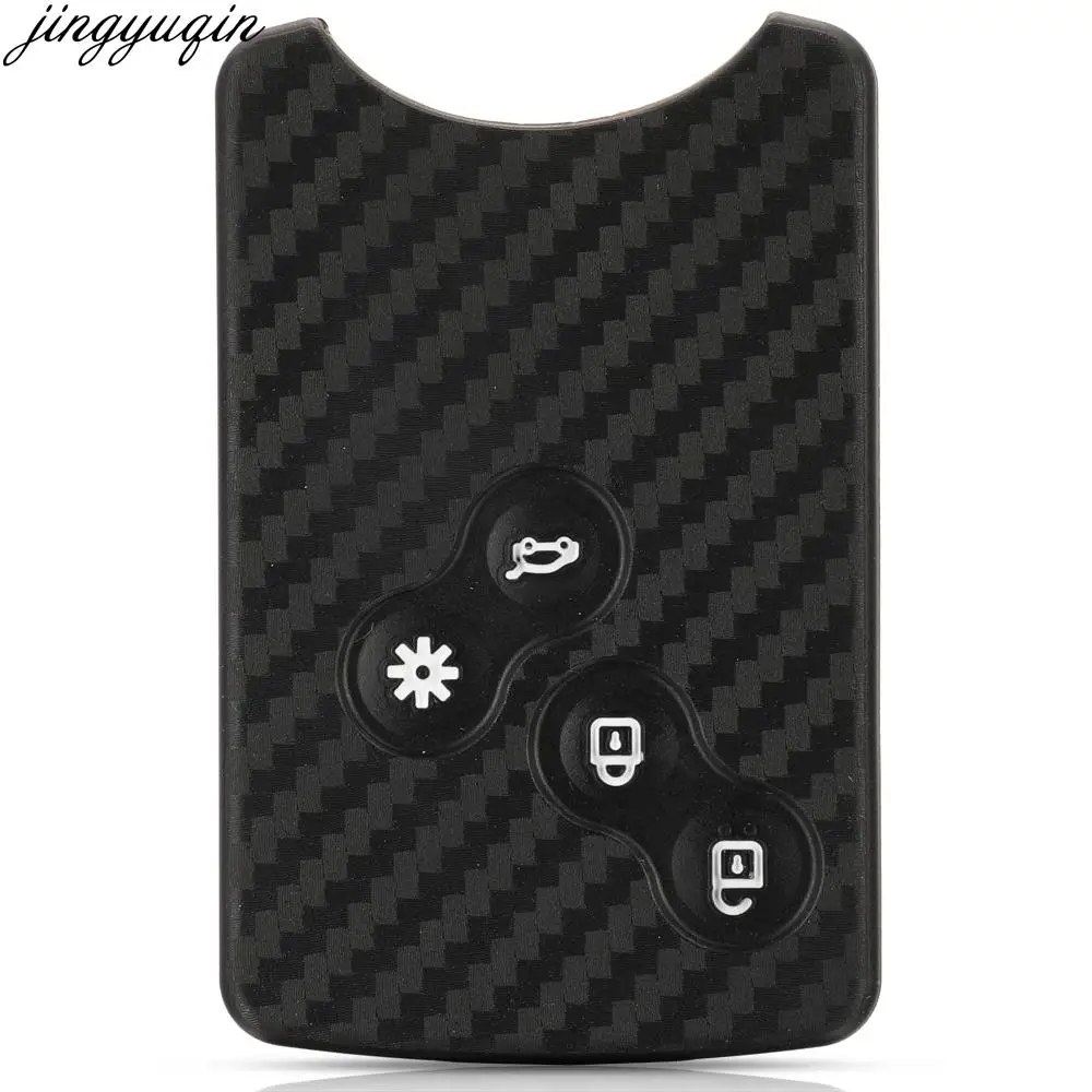 Jingyuqin Remote Car Key Case Carbon Silicone Cover For Renault Megane Laguna Scenic III Fluence I Clio IV Kaptur KOLEOS 4BTNS