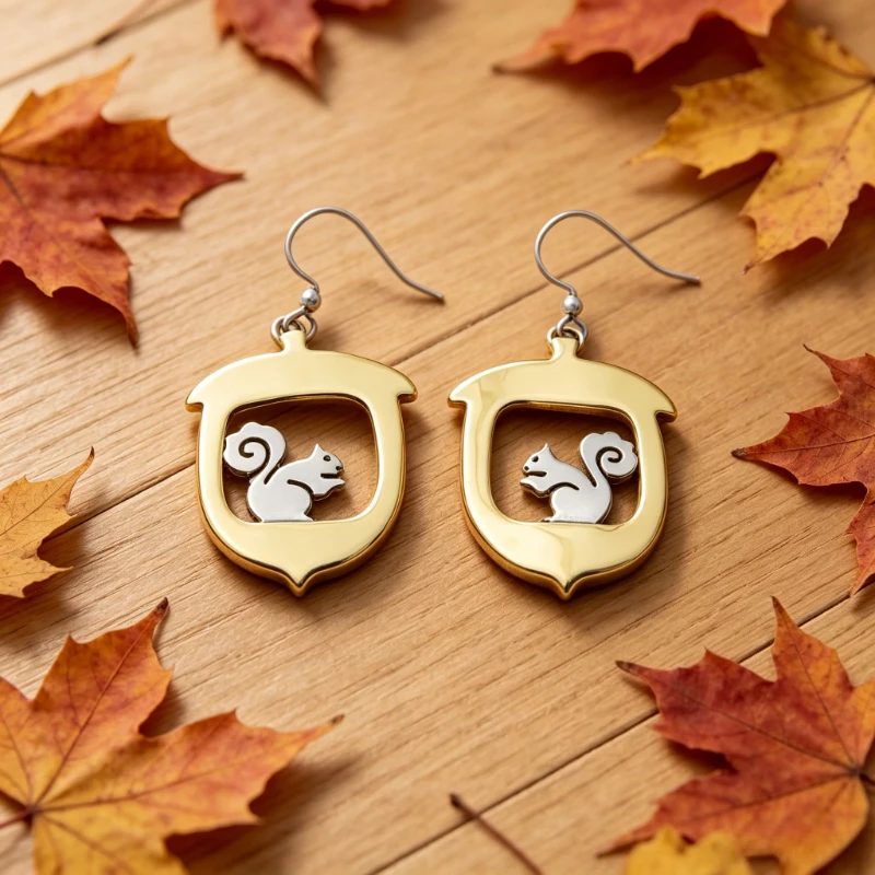 Delicate Lovely Squirrels Hollow Nut Two Tone Hook Earrings Women Fashion Creative Design Festival Celebration Jewelry Accessory