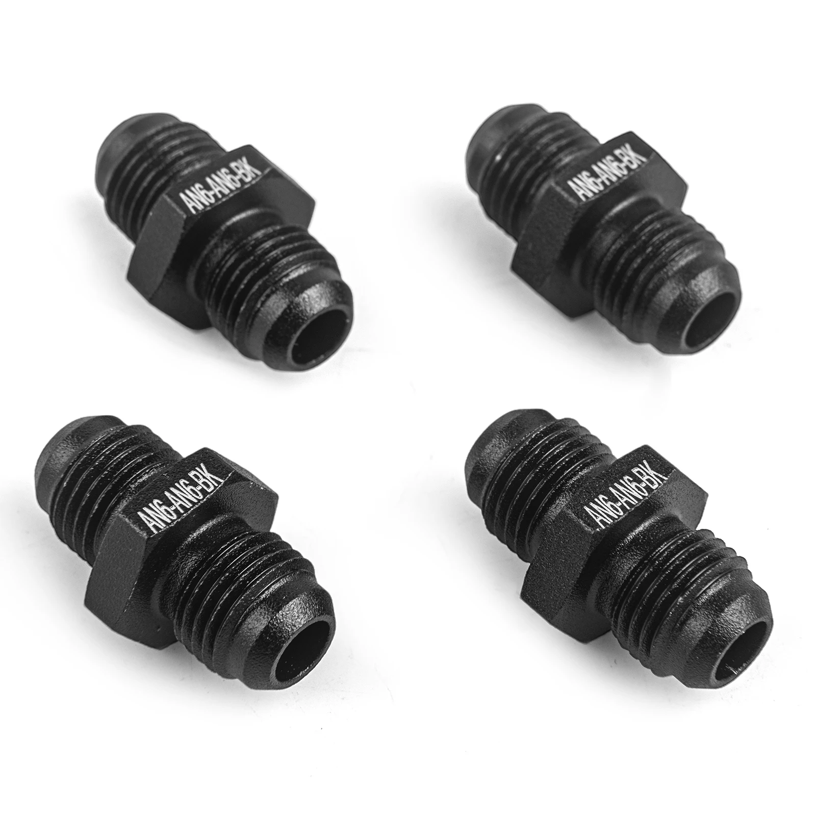 4pcs Aluminum Straight AN6/8/10 To AN6/8/10 Hose Fitting Adapter 37 Degree Angle Seal Black Anodized