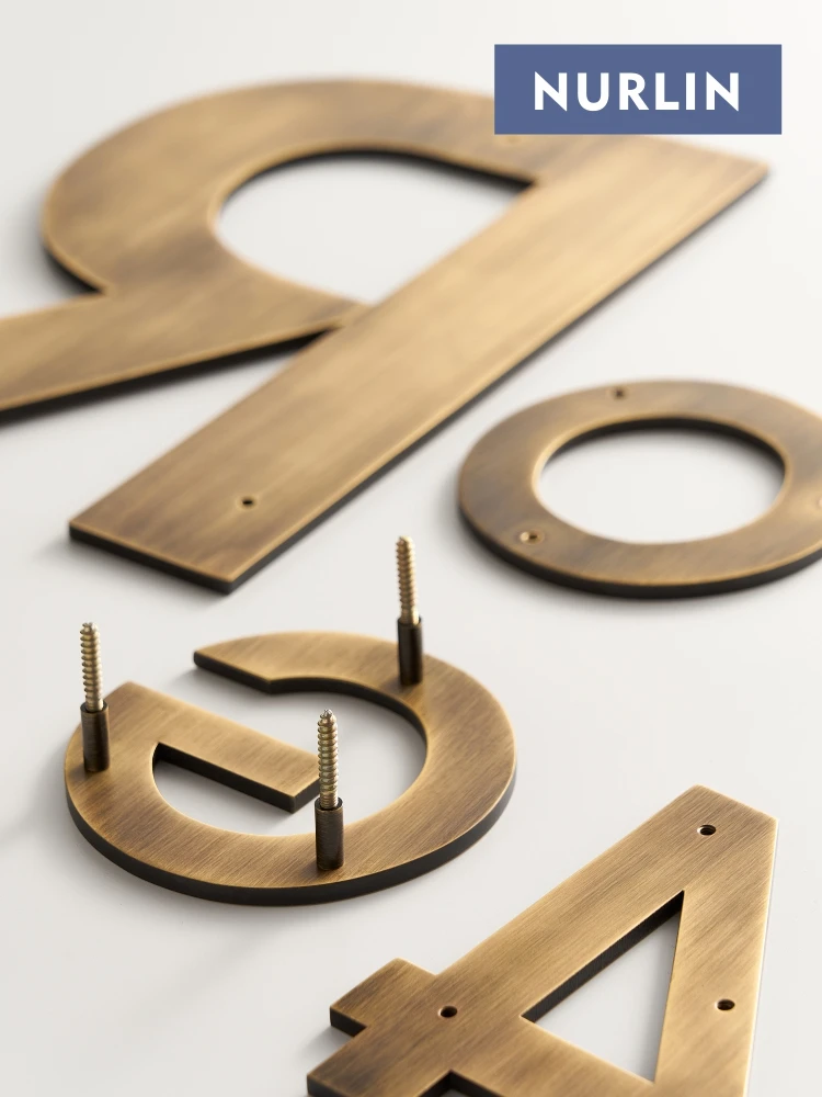 Nurlin Solid Brass Multiple Sizes Digital Courtyard Outdoor Doors Signage of the House Hassle Free Installation Old Bronze Color