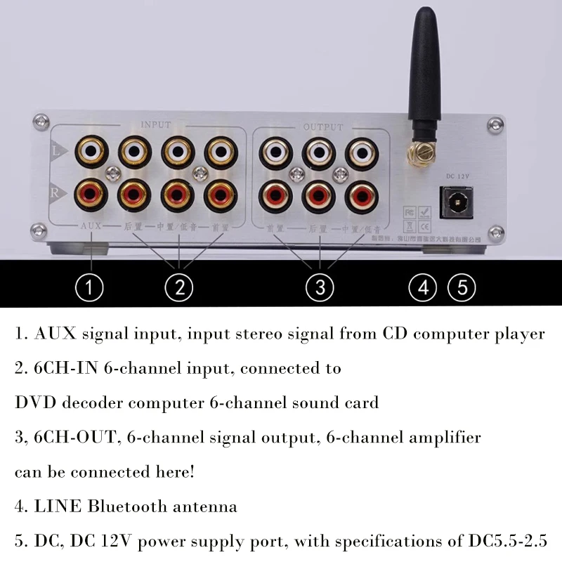 AIYIMA SMSL DT-04 HIFI preamplifier 5.1 Channel Home theater AC3 Bluetooth 5.3 Fully remote control Preamp Effector Decoder