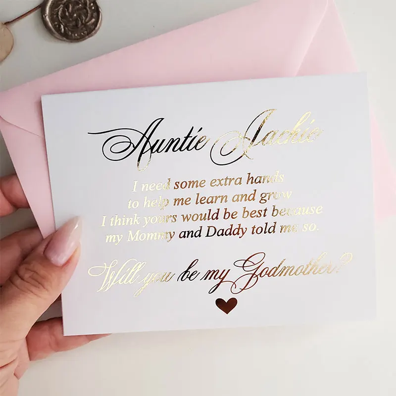 

Personalized Gold Will You Be My Godmother Proposal Card Custom Godmother Card with Poem Ask Godmother Gold Invitation