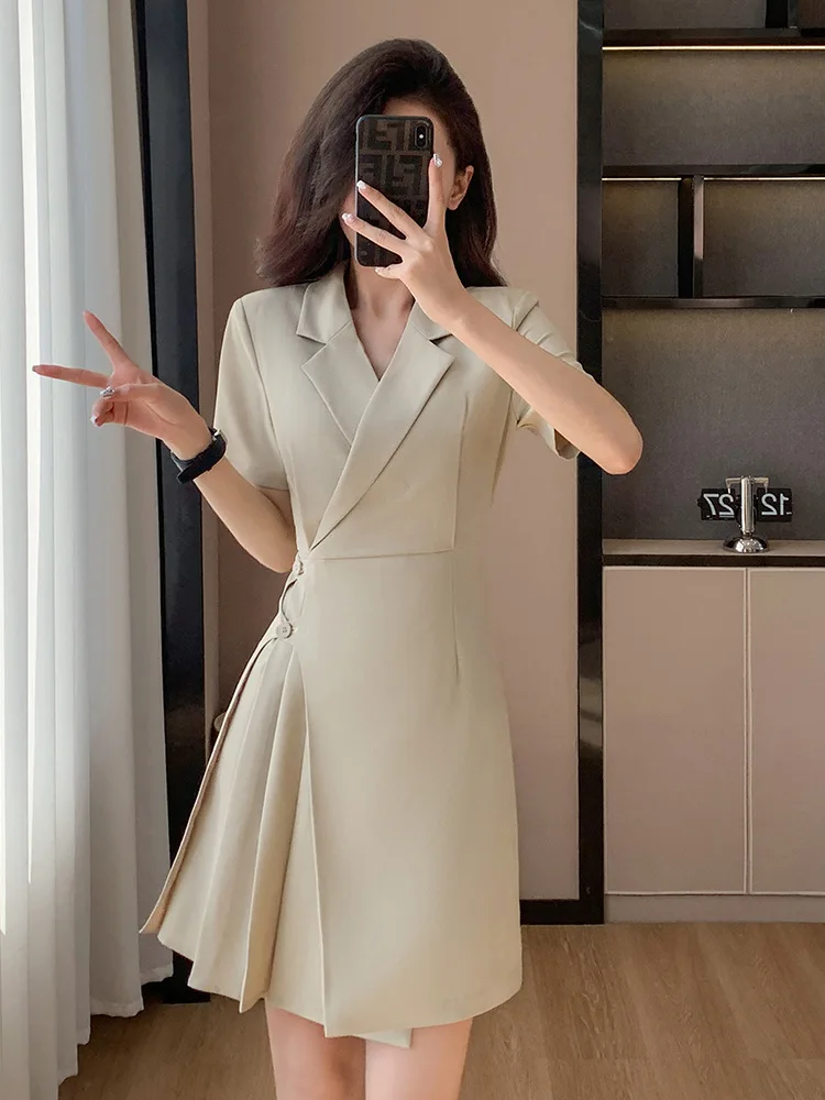 Gray Business Dress Women's Summer2024New High-Grade Temperament Skirt Suit Thin Small Size Dress