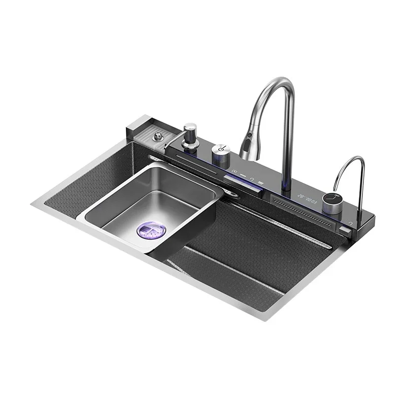 

sink kitchen sink digital display dishwashing sink nano 304 stainless steel honeycomb vegetable washing household use