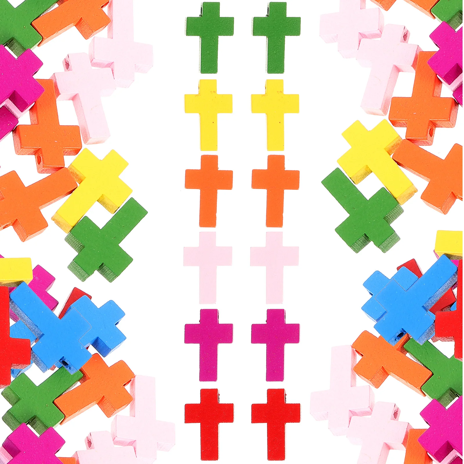 

100pcs Wooden Cross Pendant Charm Mini Keychain Diy Necklace Craft Bracelet Beads Jewelry Making Faith Accessories