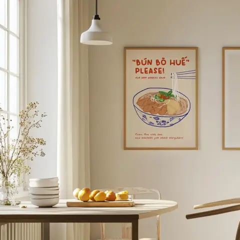 Hue Beef Noodles Soup, Vietnamesisk Nudelposter, Mattryck, Pho Vietnam Konst, Vietnamesisk Mat, Asiatisk Matillustration, Utskrivbar 10 best sales pho - №9