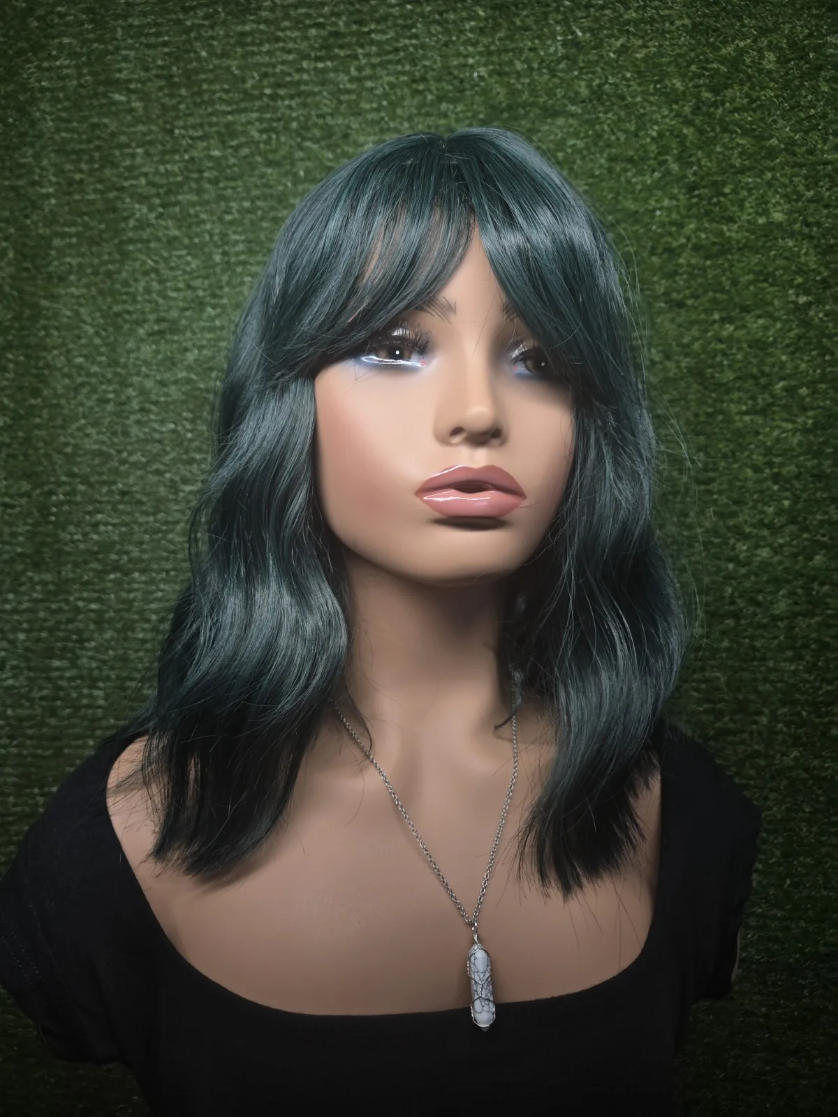 

Women Blue Green Jade Short Wavy Wig Joker Sexy Cosplay Wig 14