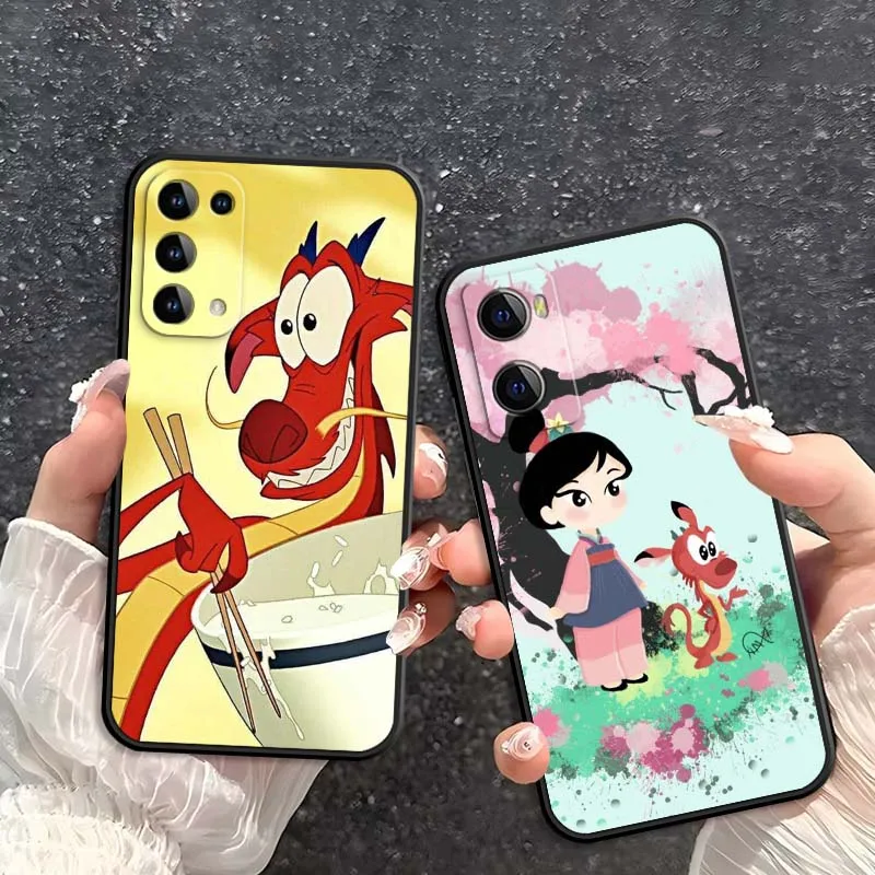

Cartoon Mulan Cute Phone Case For OPPO Reno 7 A96 A40 A58 5 6 Realme GT A74 A78 Neo2 A74 A78 Find X5 X3 X7 X8 Black