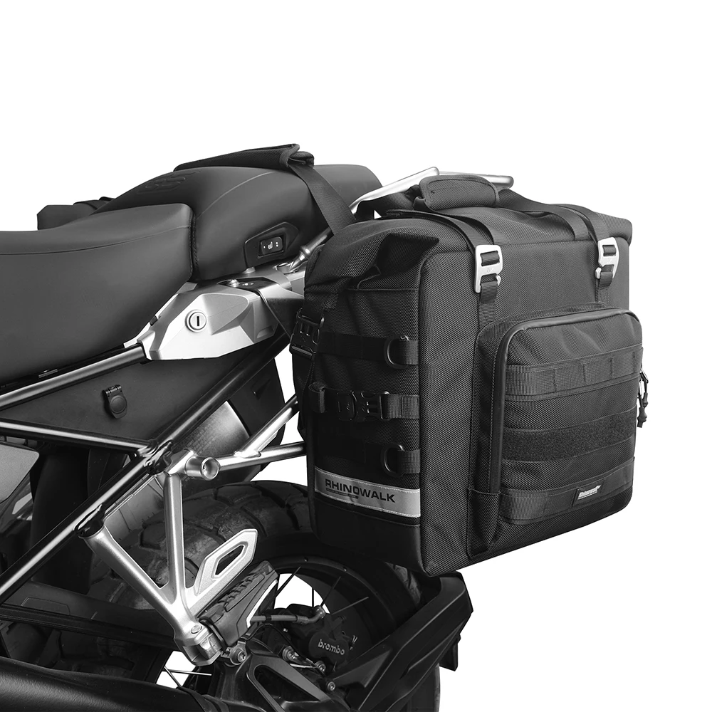 Private Label Rhinowalk Motorcycle  Quick Released Side Bag  1200D Heavy Duty Motorbike Pannier  Tail Seat Pack for Motor Lug