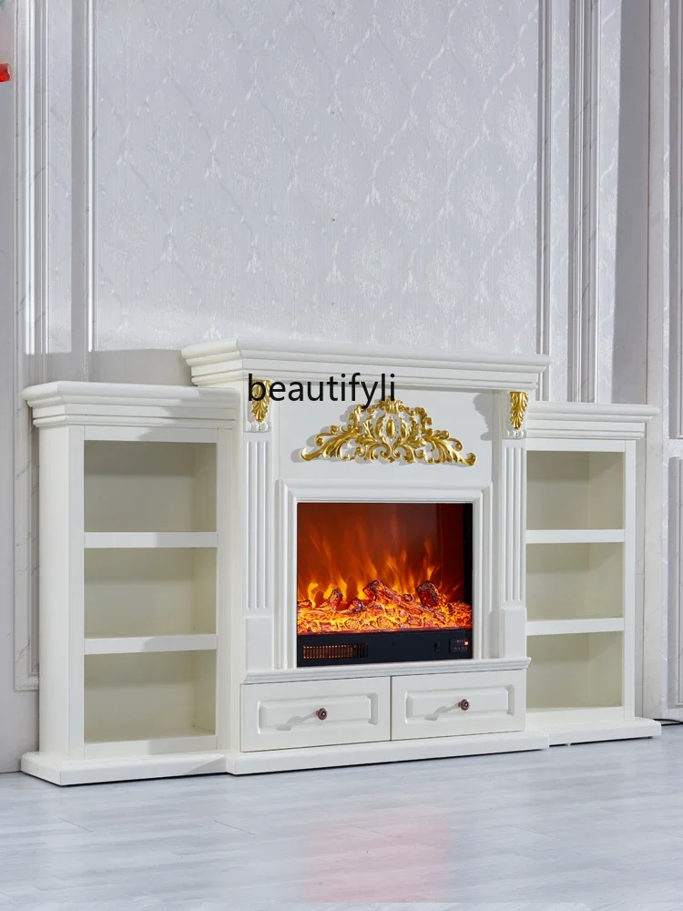 European-Style TV Cabinet Fireplace Mantel Storage Sideboard Cabinet Decoration Heating Led Fireplace Core