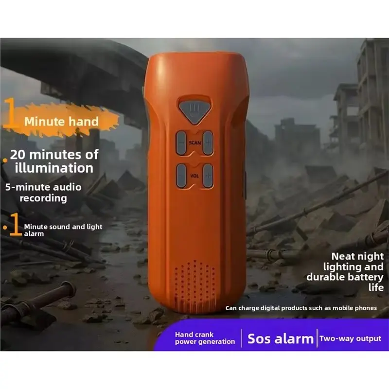 GTBL Multi-Function LED Flashlight Alarming Hand Crank Charging System Outdoor Lighting Radio For Outdoor Camping Equipment
