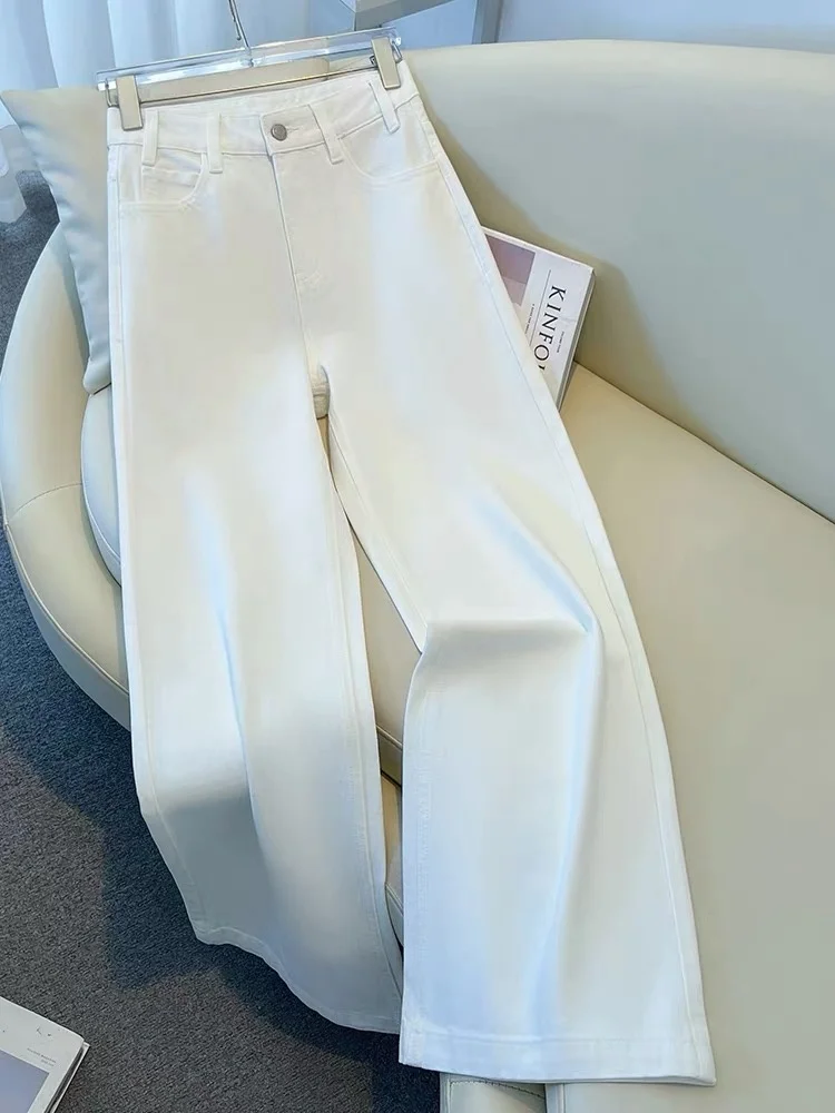 

High Waist Wide Leg Jeans Women's Spring Summer New Loose Thin Loose Feeling Floor Length Pants Casual Sle Iron Free Denim