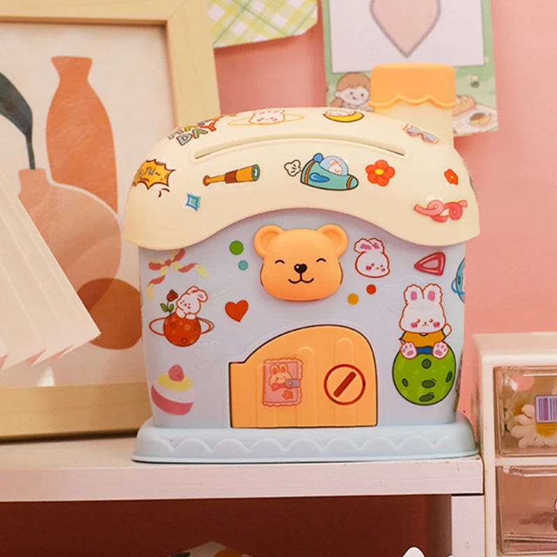 Hucha de dibujos animados para niños, pegatinas DIY, caja de almacenamiento, llave de casa pequeña, Kawaii, gran capacidad, lindos regalos de vacaciones para niños
