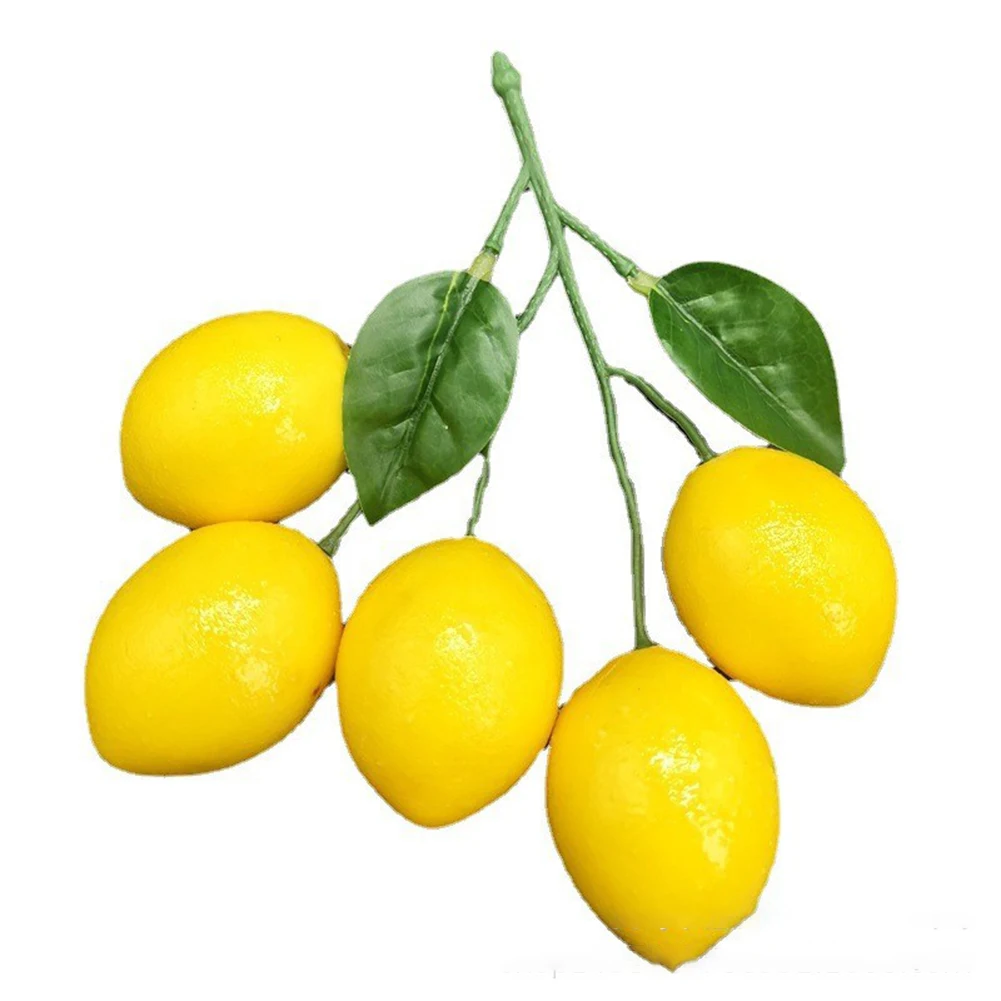 Realistic Artificial Lemon Fruit 9cm Foam Fake Imitation String For Kitchen Home Restaurant Table Display Decoration Props