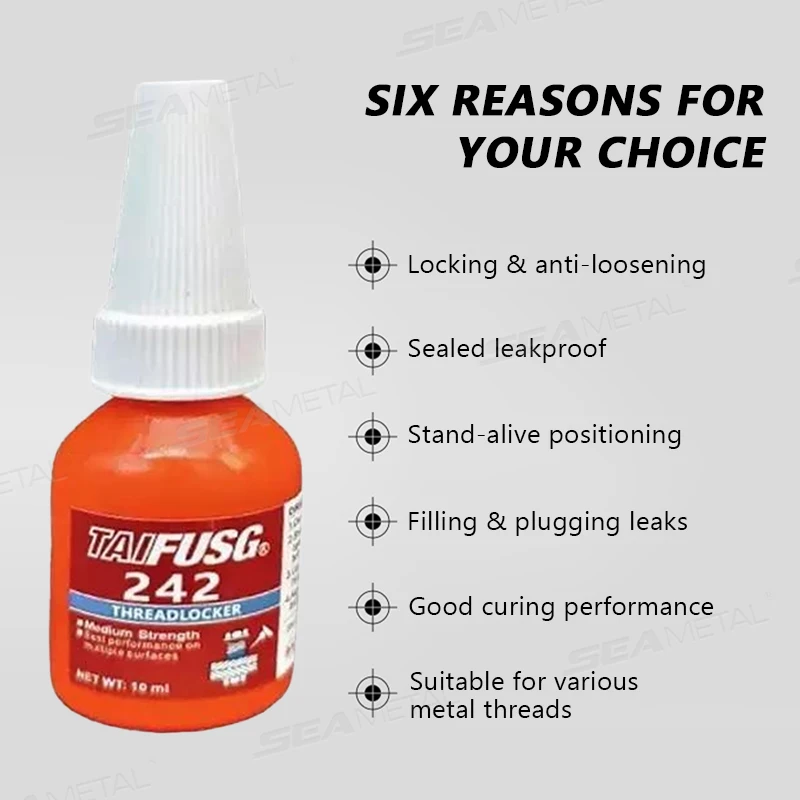 SEAMETAL 10ml Threadlocker 242 Medium Strength Threadlocker Anti Rust Blue Thread Locking Agent Adhesive Caulk Adhesives Sealer