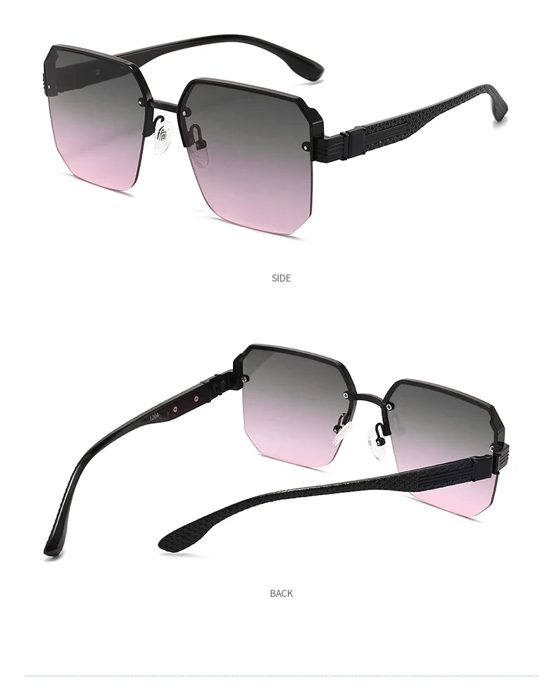 Neue modische Metall-Sonnenbrille mit übergroßem Rahmen, Unisex, Premium, trendig, vielseitig, quadratischer Rahmen, Sonnenbrille 1204 – Detail 14