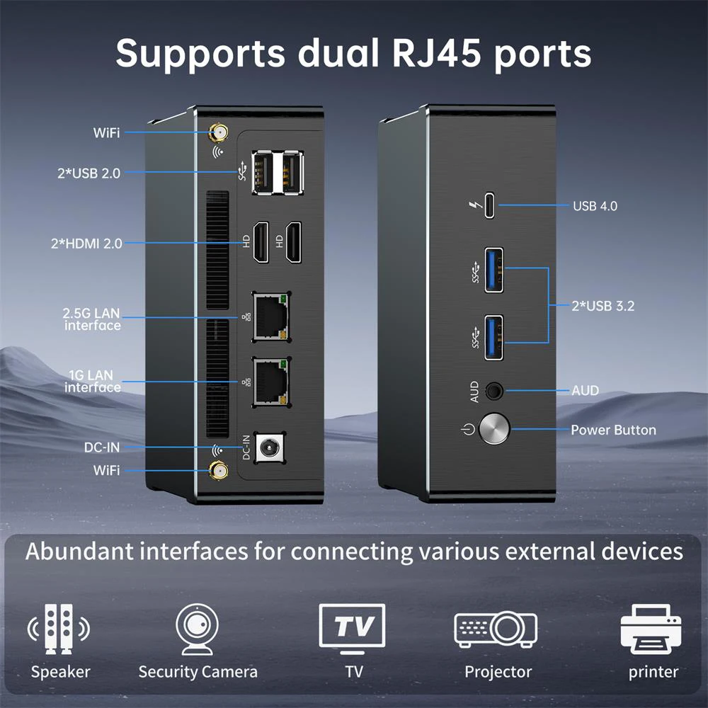 Msecore MQ50 Mini PC con AMD Ryzen 9 8945HS 64G DDR5 RAM 2T PCIE4.0 SSD Supporto doppia LAN 1 * 2.5G 2 * HDMI 1 * USB-C 4K Desktop pc