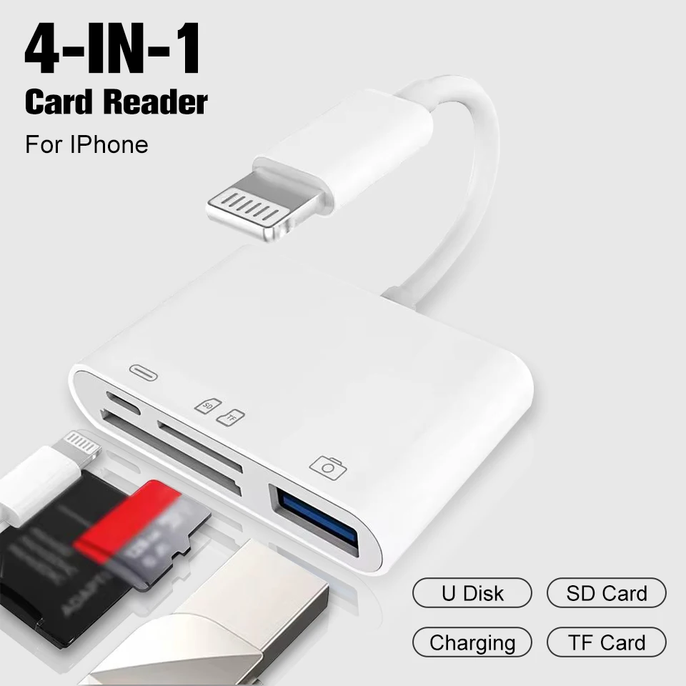 4-in-1 USB 3.0 OTG Card Reader for Micro SD/TF,Compatible for iPhone for Samsung xiaomi, Fast Data Transfer, Durable & Portable