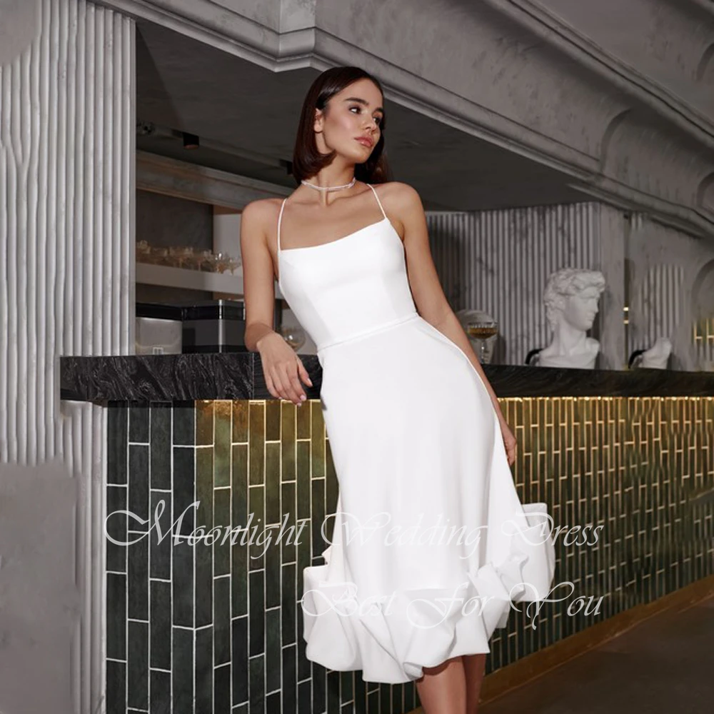 Clássico plissado sem alças a linha vestido de casamento 2026 cintas de espaguete vestido de festa sem mangas sem costas vestidos de novia personalizado