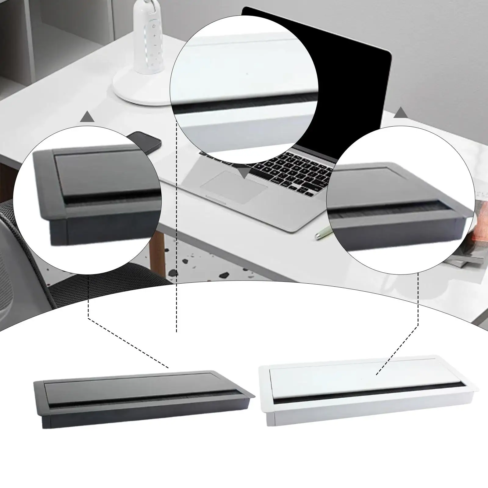 Square Aluminum Alloy Desk Wire Organizer Box Charging Cable Management Solution for Modern Office