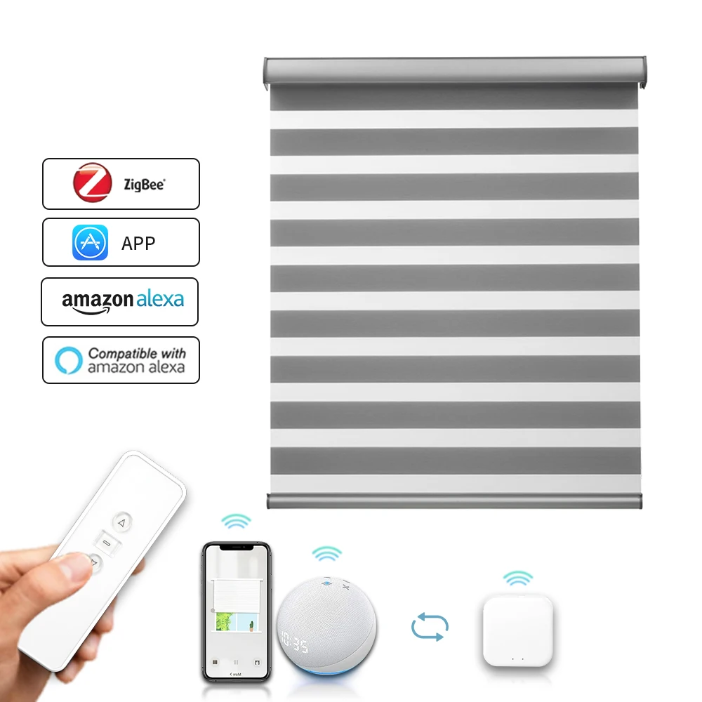 Cortinas Zebra Motorizadas para Google Home, Decore Quente, Tecido Blackout, Fabricante