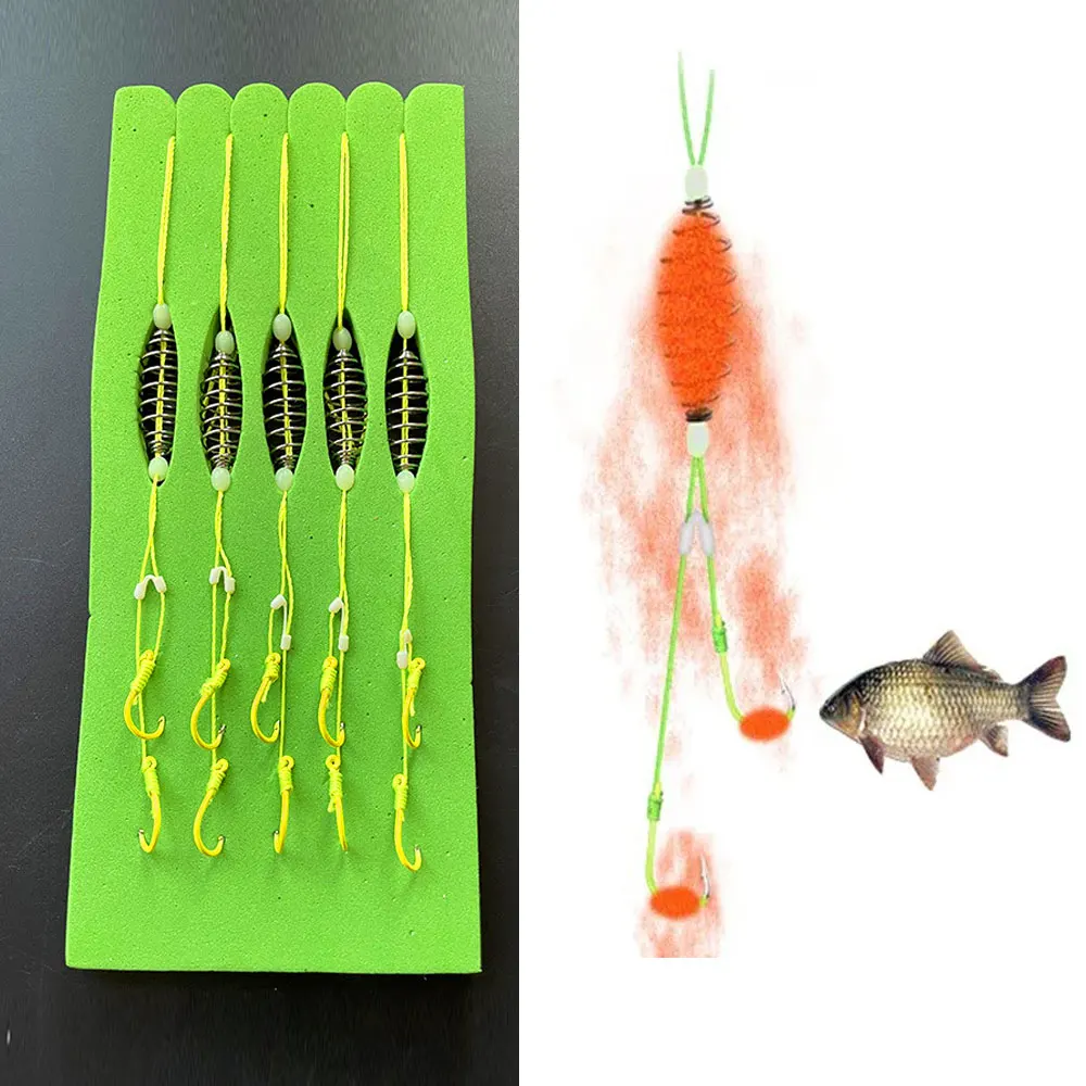 

5 Pairs/Lot Double Hooks Carbon Steel Fishing Hook with PE Line Anti-winding Carp Crucian Carp Bighead Carp Fishing Accessories