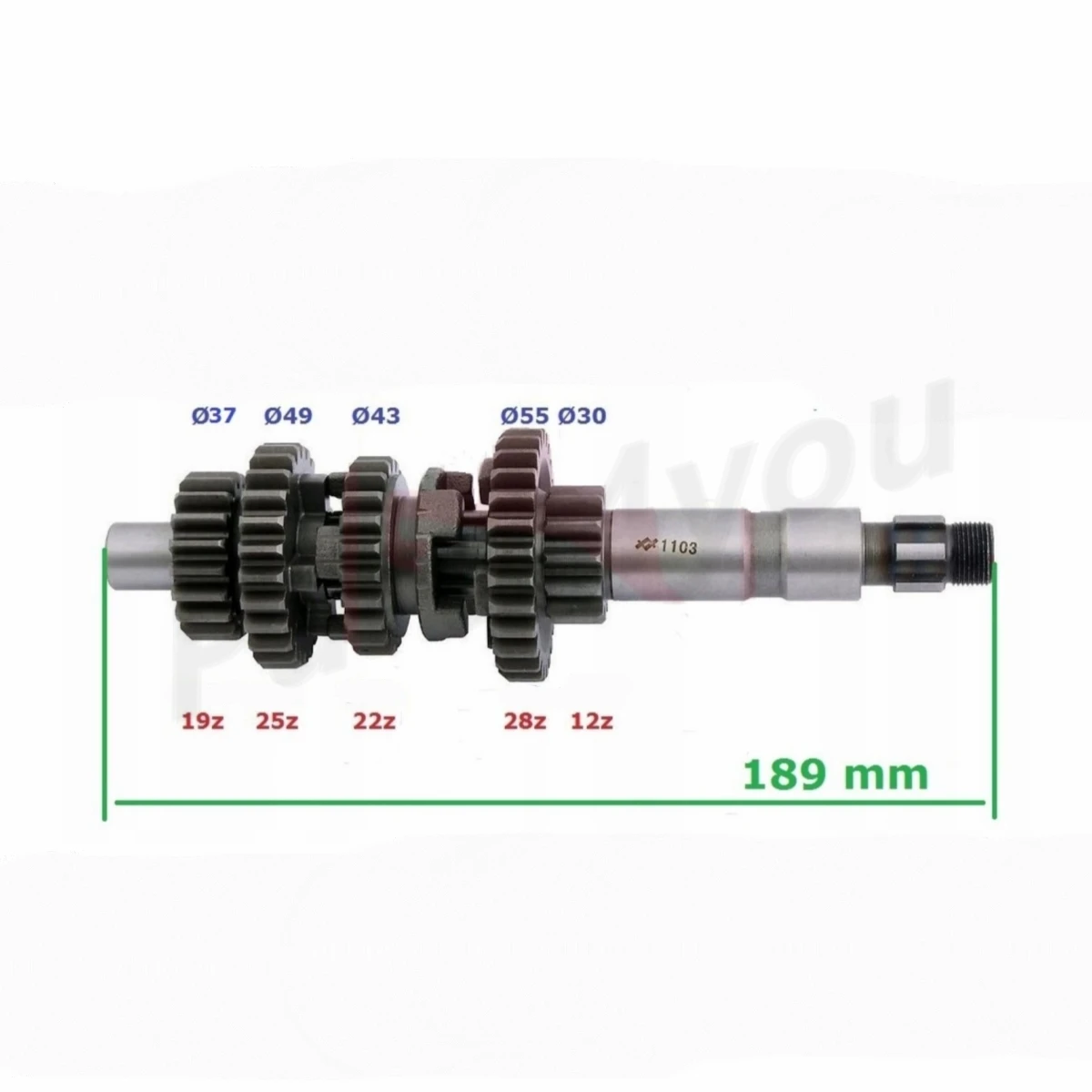 Transmission Spindle Countershaft for Jianshe 250 ATV Mountain JS250 250-3-5 Loncin 250-F LX250 Baja Bashan 250 Rato Kayo 171FMM